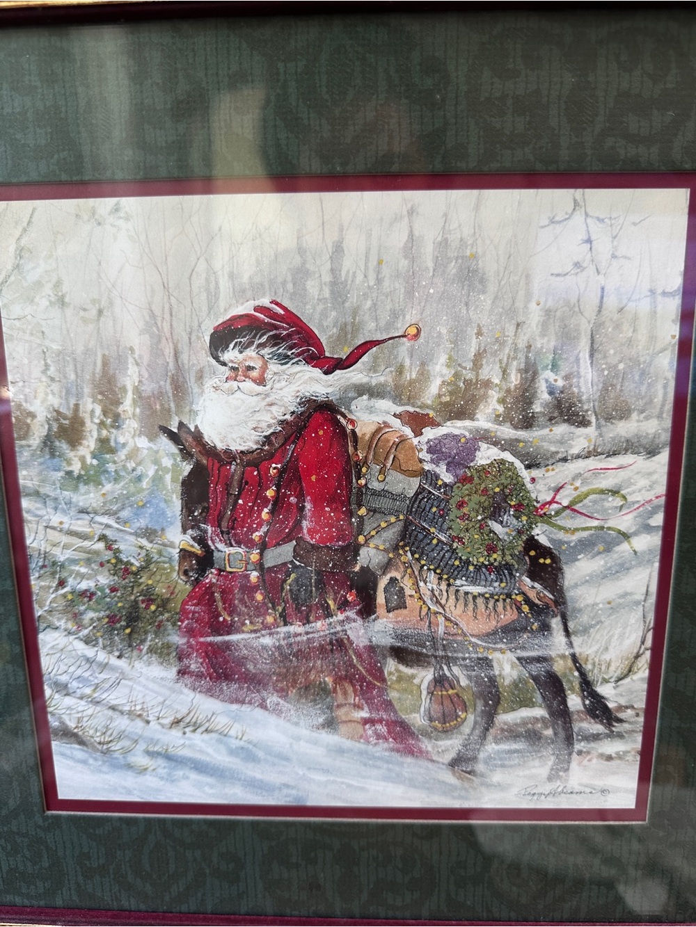 Peggy Abrams Old World Santa Framed Print Vintage Home Interiors Christmas Decor - Picture 3 of 7